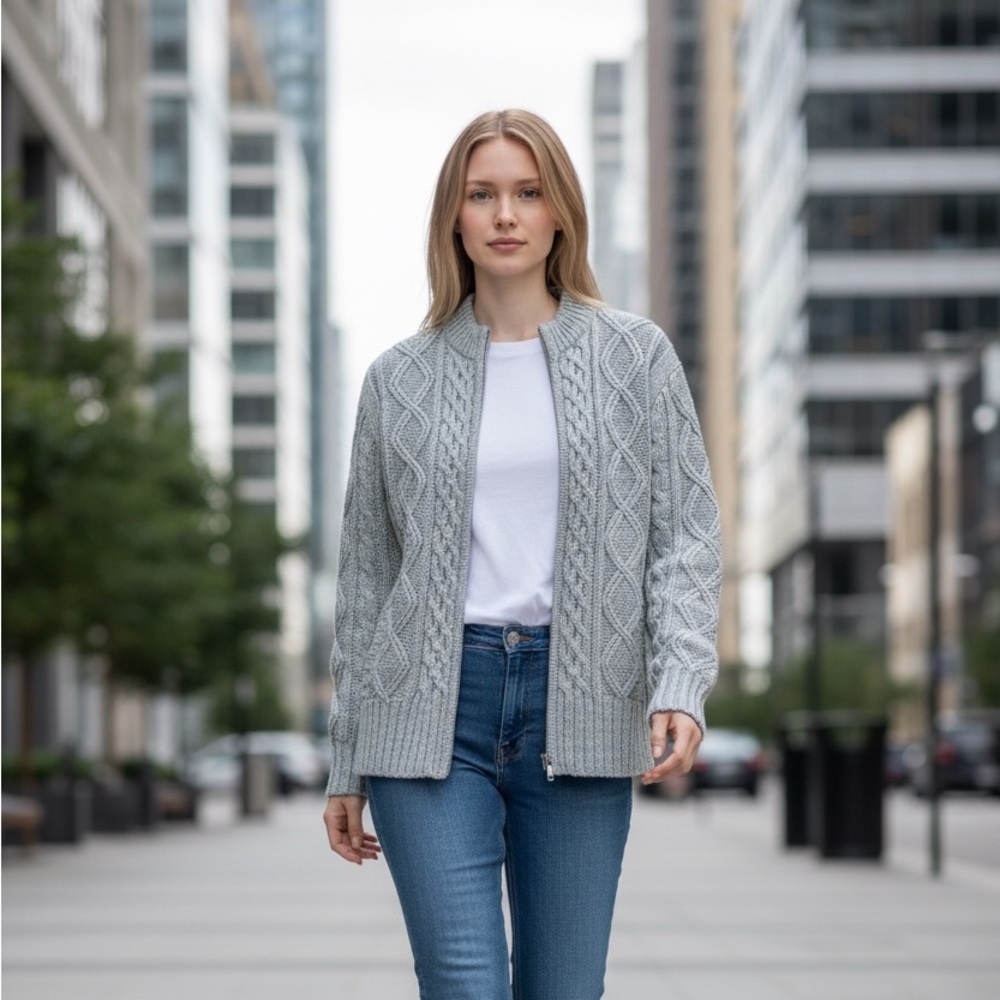 Cable Knit Women's Cardigan - M